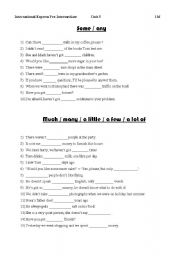 English Worksheet: some any much many a lot of a little a few