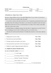 English worksheet: written test