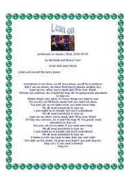 English worksheet: Lean on me (Help for Haiti telethon)