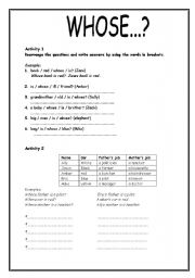 English Worksheet: whose?