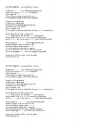 English worksheet: In the Ghetto - Lyrics