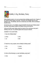 English Worksheet: birthday