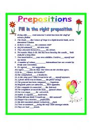 English Worksheet: Prepositions