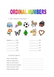 English Worksheet: Ordinal numbers