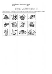 English worksheet: Food Vocabulary 2