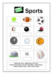 English Worksheet: Sports Write the names in the blanks