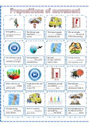 English Worksheet: Prepositions of movement, a worksheet