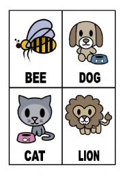 English Worksheet:  24 Flashcards with Animals (1/3)