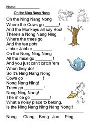 English Worksheet: On the Ning Nang Nong