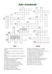 English Worksheet: jobs crossword