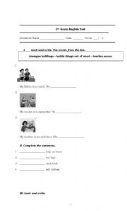 English Worksheet: 3rd grade test