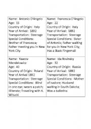 English Worksheet: Immigrant Identity Cards