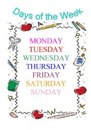 English Worksheet: Days of the week