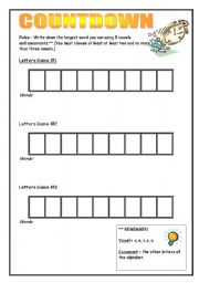 English Worksheet: Countdown Worksheet. 