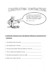 English Worksheet: Contaction and Apostrophe