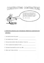 English Worksheet: Contaction and Apostrophe