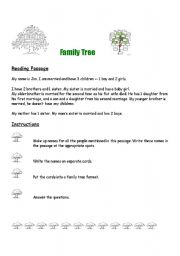 English Worksheet: Family Relations: make a family tree for Jim