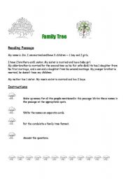 English worksheet: Family Relations: make a family tree for Jim