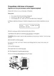English worksheet: Prepositions with forms of transport