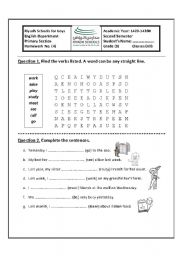 English Worksheet: crossword and past simple puzzle