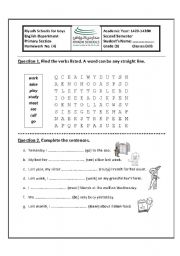 English worksheet: crossword and past simple puzzle