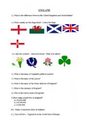 English Worksheet: England listening/reading