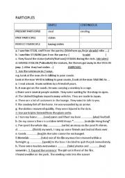 English Worksheet: Participles