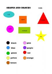 English worksheet: Shapes and colours