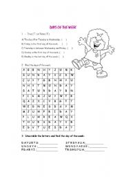 English Worksheet: Days of the week