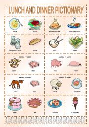 English Worksheet: Lunch and dinner pictionary