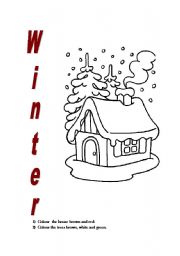 English worksheet: A winter workshhet to colour