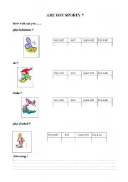 English Worksheet: are you sporty ? How well can you ... ?
