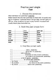 English worksheet: past simple test