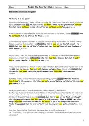 English Worksheet: The Fun They Had - Reported Speech Worksheet - Teachers Version