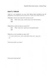 English Worksheet: Used to & Would