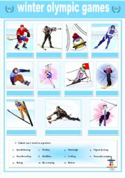 English Worksheet: Winter olympics matching