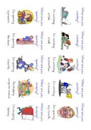 English Worksheet: New Present Continuous Go Fish! cards 21-40 of 40