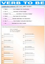 English Worksheet: verb to be