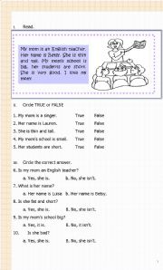 English Worksheet: Reading