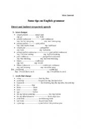 English Worksheet: direct and indirect speech