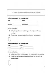 English worksheet: Affixes