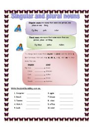 English Worksheet: singular and plural