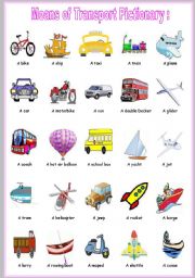 English Worksheet: means of transport pictionary