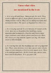 English Worksheet: Guess the cities 