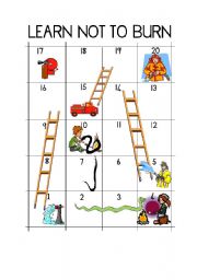 English Worksheet: learn not to burn - snakes and ladders