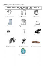 English Worksheet: Clothes and colours