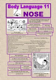 English Worksheet: Body Language 11, NOSE