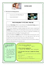 English Worksheet: MUSIC SALES - READING COMPREHENSION