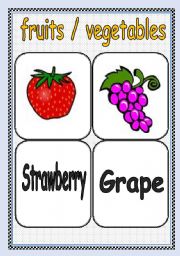 English Worksheet: FRUITS / VEGETABLES FLASHCARD or POSTER ( Part : 1 ) | TWO PAGES |