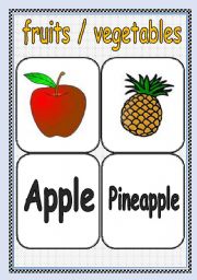 English Worksheet: FRUITS / VEGETABLES FLASHCARD or POSTER ( Part : 2 ) | TWO PAGES |